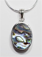 9M- sterling abalone pendant necklace