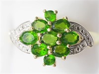 22M- sterling gold plate chrome diopside ring $880