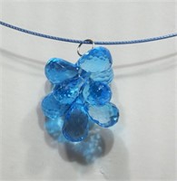 28M- 14k blue topaz pendant & wire necklace $1,250