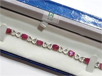 44M- sterling ruby & cubic zirc bracelet $1,000