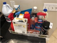 box full of cleaning supplies