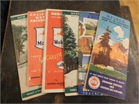 6 vintage road maps,