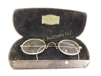 old spectacles, granny glasses w case