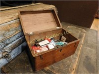 wood box full of old matchbooks,