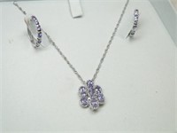 925 Silver Amethyst Purple & CZ Necklace
