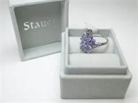 925 Silver & Amethyst Purple Flower Ring