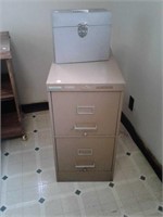 metal filing cabinet and file box