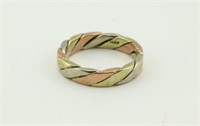 14K Tri-Color Gold Twisted Band Ring