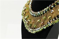 1960s Necklace Collar Green Stones