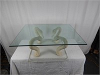 Unique Goose Lucite & Glass Coffee Table