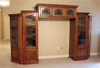 Oak Lighted Entertainment Cabinet  103"L. X 85" H.