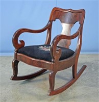 Mahogany Rocking Chair w/ Needlepoint Seat