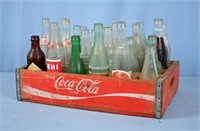 Coke Crate w/ 24 Bottles, Pepsi, Orange Crush Etc