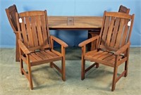 Five Piece Wood Patio Set w/ 35.5" X 59" Table