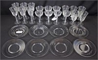 26 Pcs. Libbey Rock Sharpe Crystal, Stems & Plates