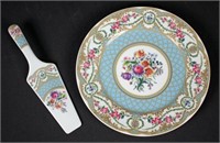 Andre Sevres Style Porcelain Cake Plate and Server