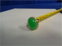 Ladies Ring - 14 Kt Yellow Gold with Opal Jade