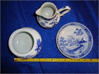 3 Pieces of Blue & White - Pitcher, Rosebowl