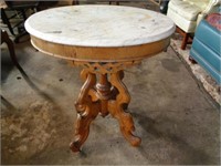 Walnut Marble Top Side Table