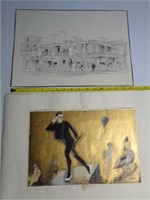 7 Pieces Art - 1 Is Gold Background with Man in
