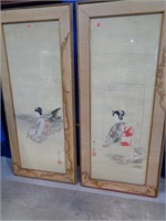 Pair of Framed Watercolors - Asian Women