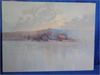 Oil on Canvas, Waterfront Scene