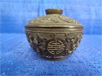 Finely Carved Coconut Shell Bowl with Cover