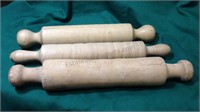 3 vintage wooden rolling pins
