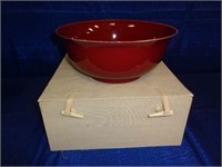 Large Red Artist Marked Bowl - 7 3/4" x 4 1/4"