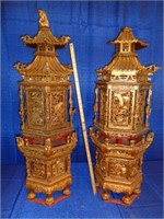 Pair of 19th Century Gilt Carved Temple