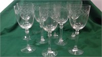 8 etched crystal wine glasses