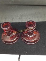 VINTAGE RED DOLPHIN CANDLE HOLDERS