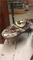 FRENCH STYLE GILDED SIDE TABLE W/MARBLE TOP
