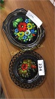 2 RUSSIAN HANDPAINTED METAL PLATES