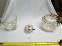 Clear Glass Cookie Jar, Sugar Bowl w/Sterling Silv