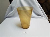 Large Yellow "Shattered Look" Glass Vase