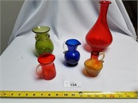 Lot of 5 Hand Blown Vases