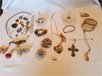 Large Lot of Costume Jewelry + 2 Ring Stands