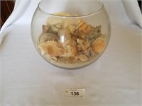 Decorative Globe Shaped Bowl with Various Seashell