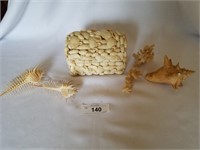 Seashell Jewelry Box & Various Shells and Coral