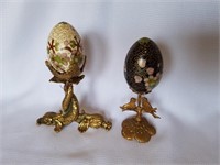 2 Enamal Eggs with Stands