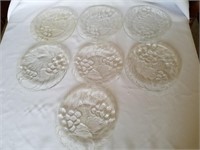 Lot of 7 Grapevine Pattern Glass Salad Plates