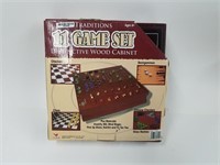 11 Game Set Distinctive Wood Cabinet (Missing