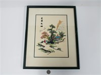 Nice Chinese Art work knitted on Cloth (17" x 14")