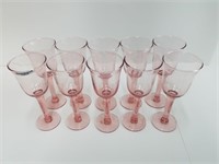 An elegant set of wine glasses in pink with