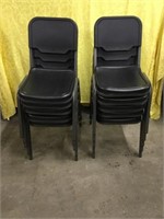 Ten Black Plastic Chairs