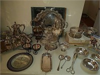 Large collection of silver plate items
