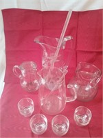 4 Glass Pitchers with 4 Glasses