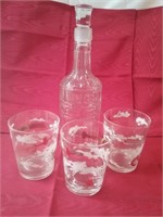 Crystal Decanter  with 3 Cocktail  Glasses