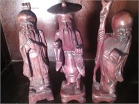 3 Wood Carved Chinese Wise Men